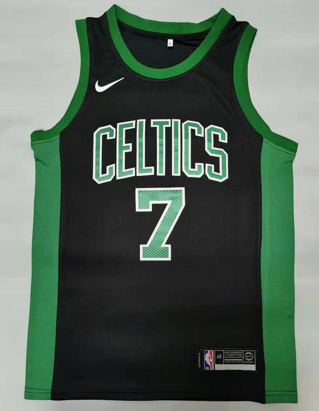 Men Boston Celtics 7 Jaylen Brown Black Nike 2025 NBA Jersey style 1